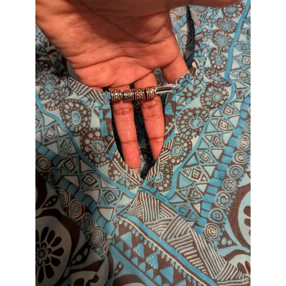 Como women blue paisley print tunic blouse 3/4 Sleeve Size 1X - Picture 7 of 10